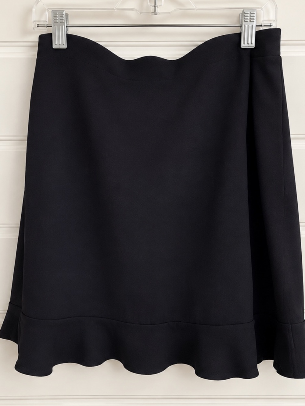 LOFT Navy Scallop-Detail Mini Skirt